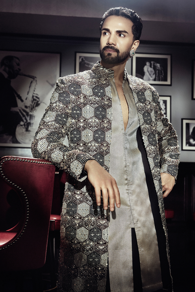 SVA Chandra Embellished Sherwani indian designer wear online shopping melange singapore 