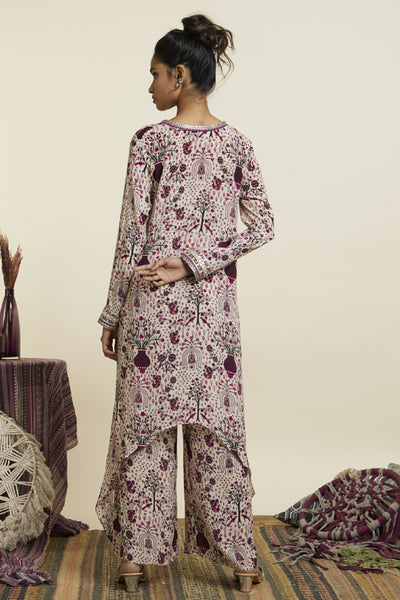 SVA Safar Merlot Jaal Front Tie Up Tunic Set Indian designer wear online shopping melange singapore