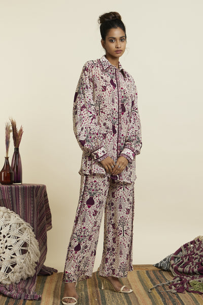 SVA Safar Merlot Jaal Oversized Coord Set Indian designer wear online shopping melange singapore