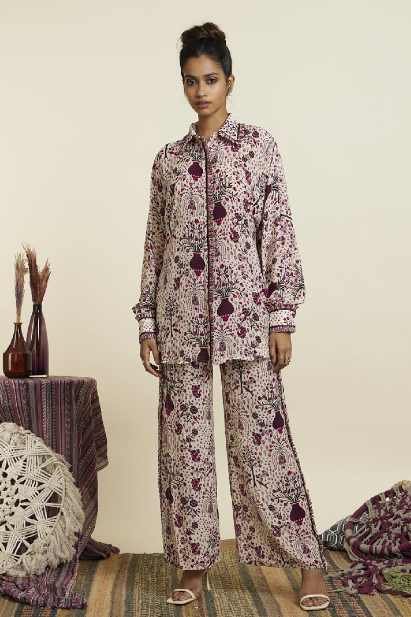 SVA Safar Merlot Jaal Oversized Coord Set Indian designer wear online shopping melange singapore