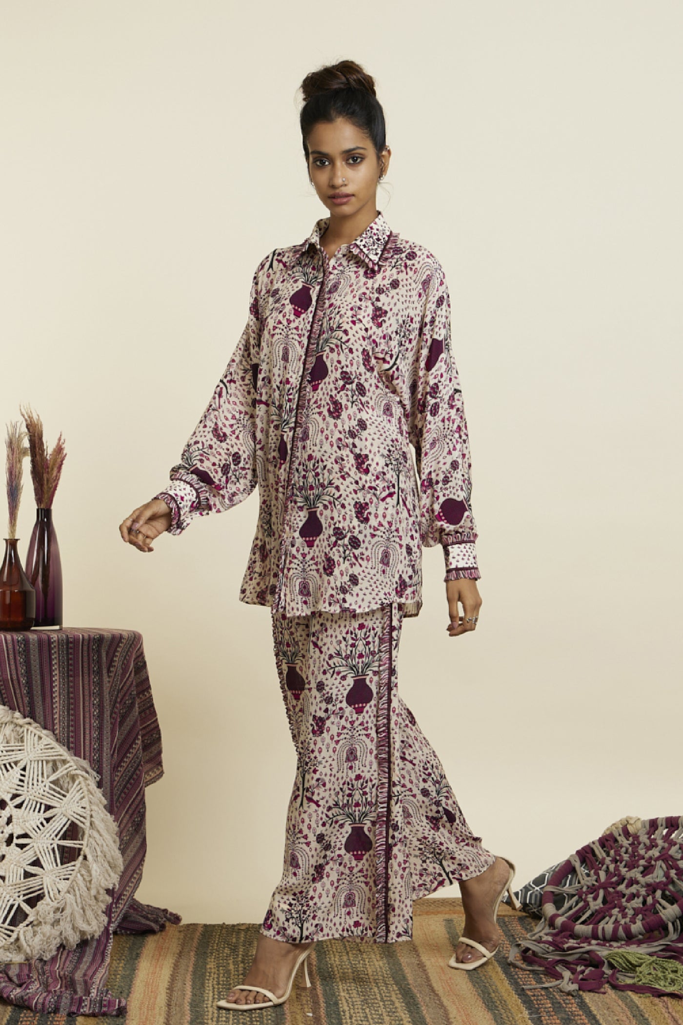 SVA Safar Merlot Jaal Oversized Coord Set Indian designer wear online shopping melange singapore