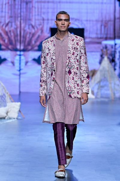 SVA Safar Merlot Jaal Print Blazer Set indian designer wear online shopping melange singapore