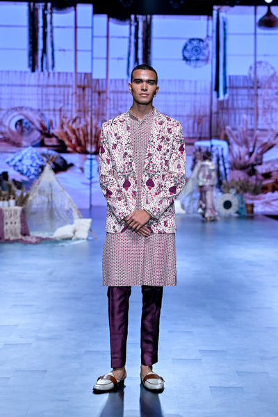 SVA Safar Merlot Jaal Print Blazer Set indian designer wear online shopping melange singapore