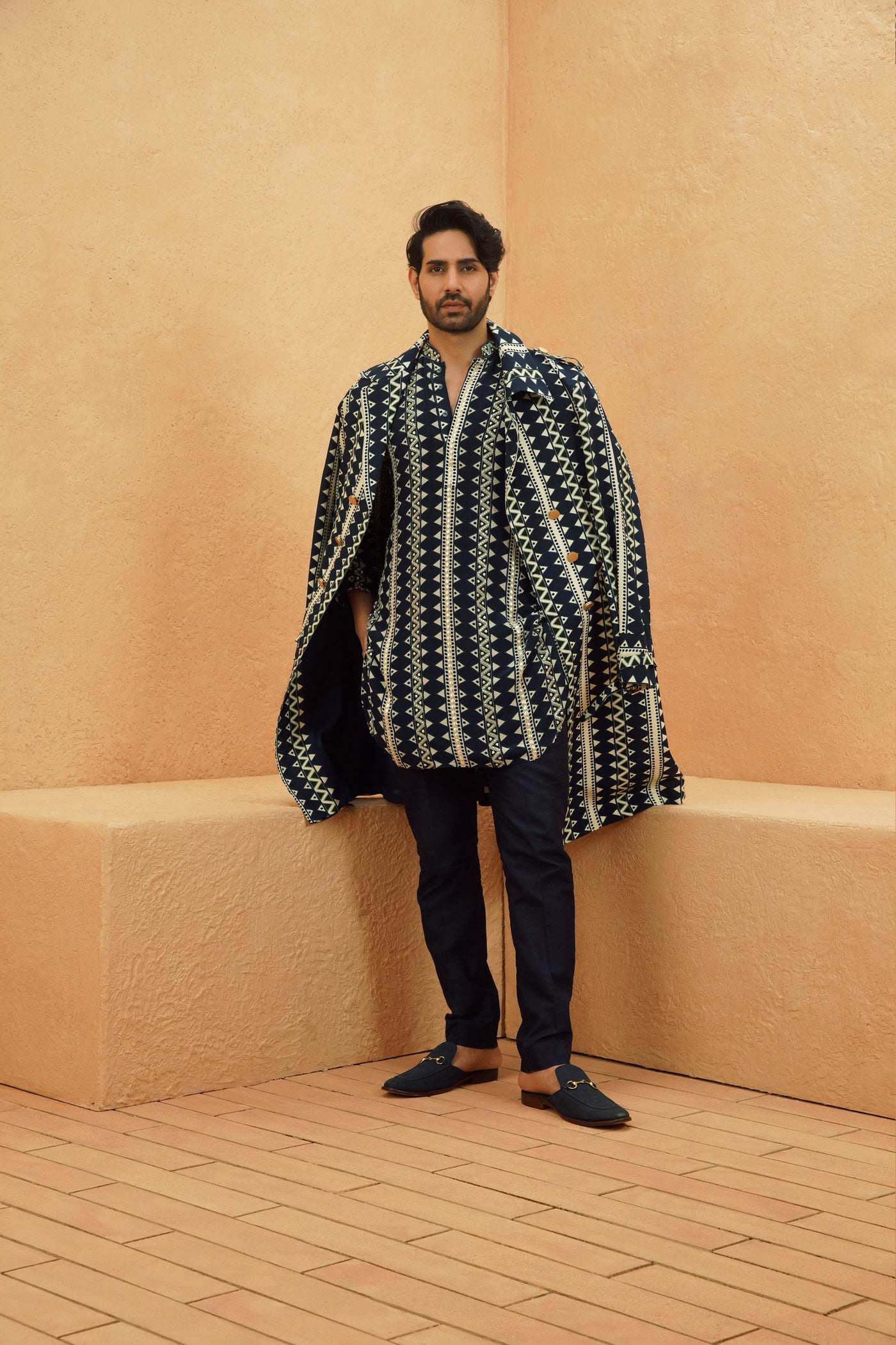 SVA Samah Trench Coat indian designer wear online shopping melange singapore
