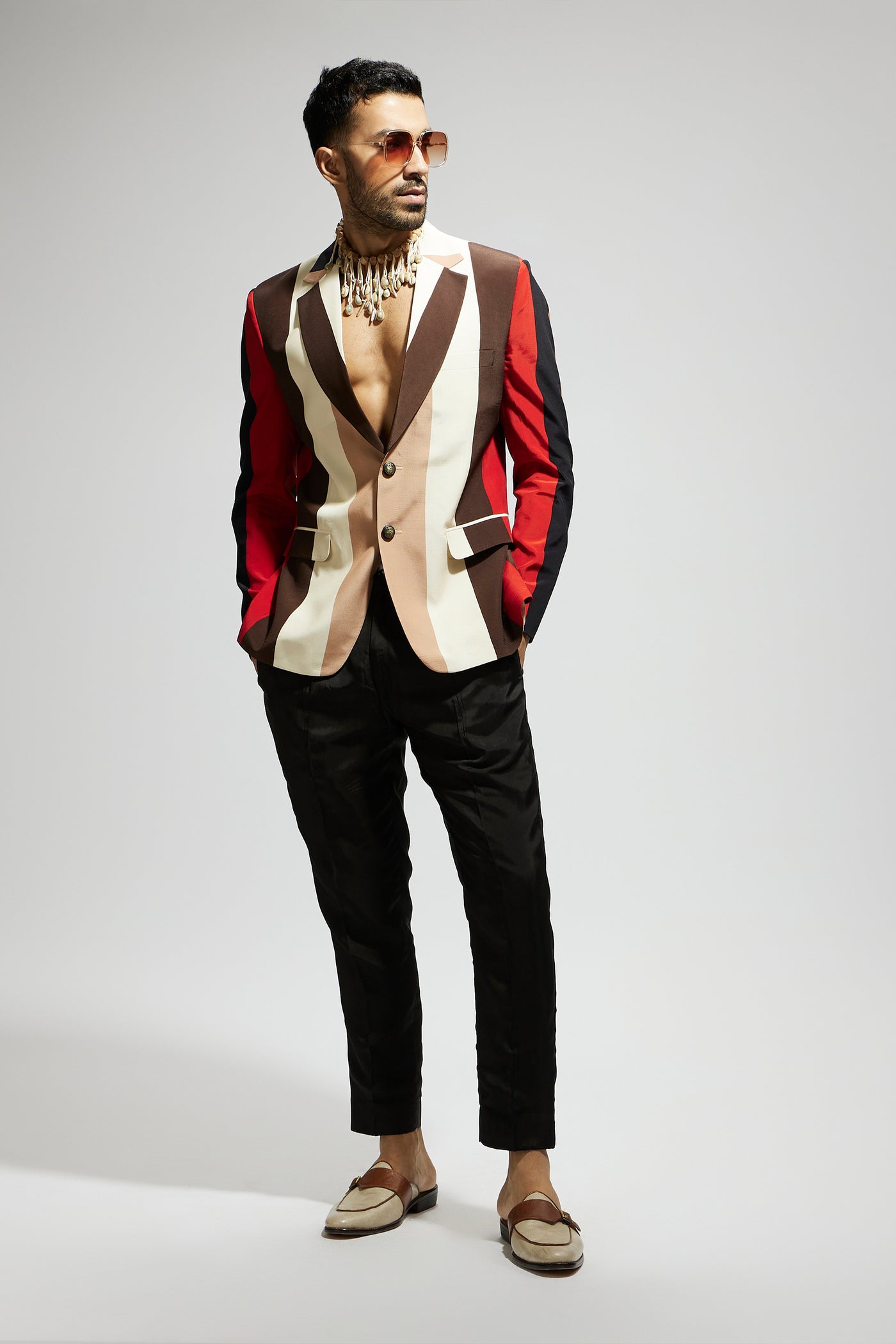 SVA Samsara Stripe Blazer indian designer wear online shopping melange singapore