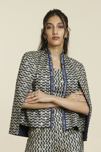 SVA Scallop Embroidered noor Jacket Paired With Bustier And Pants Indian
