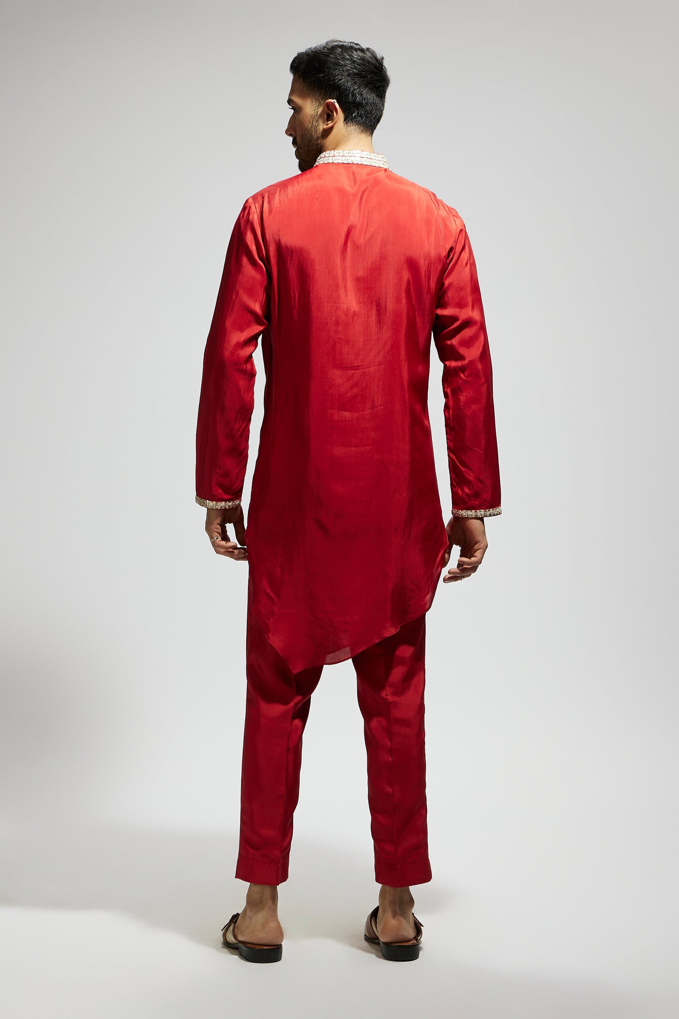 SVA Solid Kurta With Embellished Collar And Pants indian designer wear online shopping melange singapore