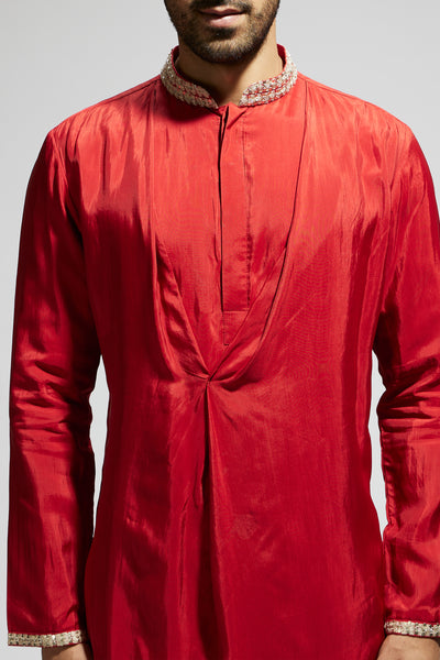SVA Solid Kurta With Embellished Collar And Pants indian designer wear online shopping melange singapore