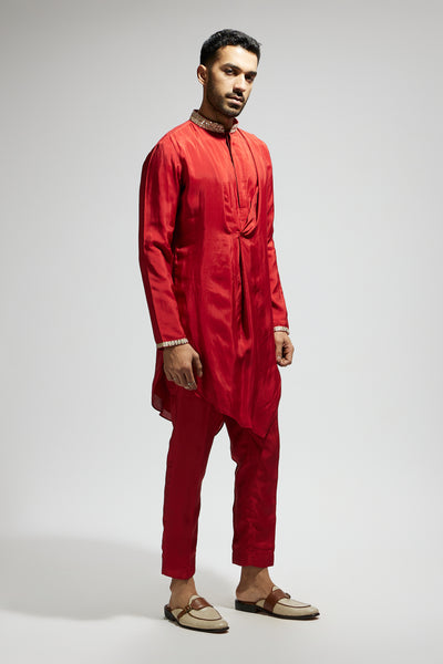 SVA Solid Kurta With Embellished Collar And Pants indian designer wear online shopping melange singapore