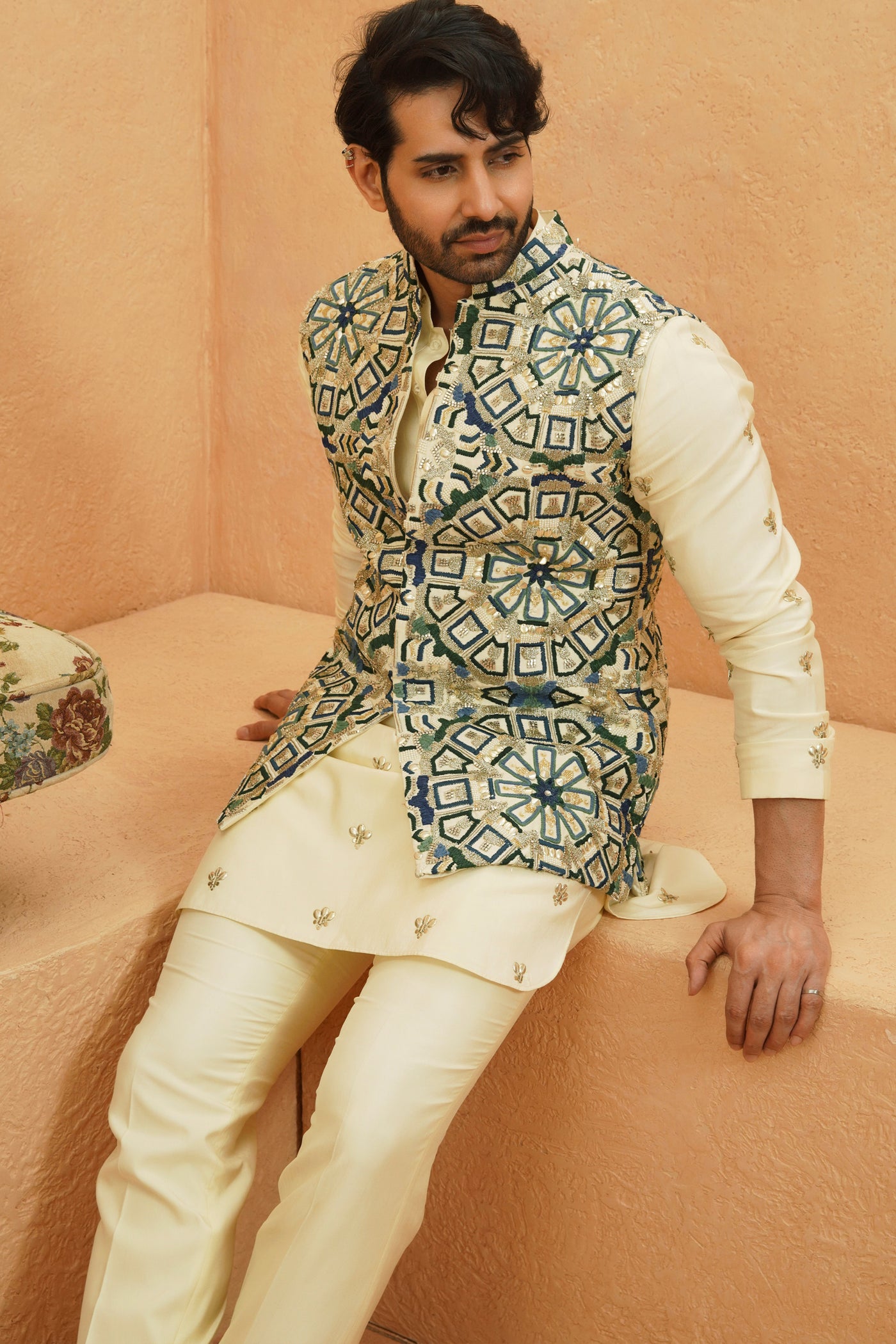 SVA Tariq Embellished Bundi indian designer wear online shopping melange singapore