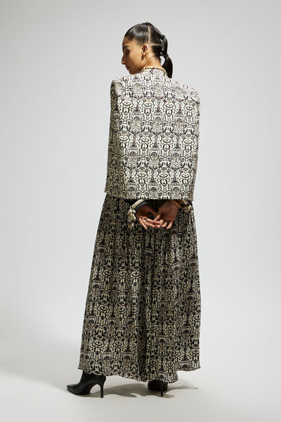 SVA White Embellished Jaal Cape Jacket Set indian designer wear online shopping melange singapore