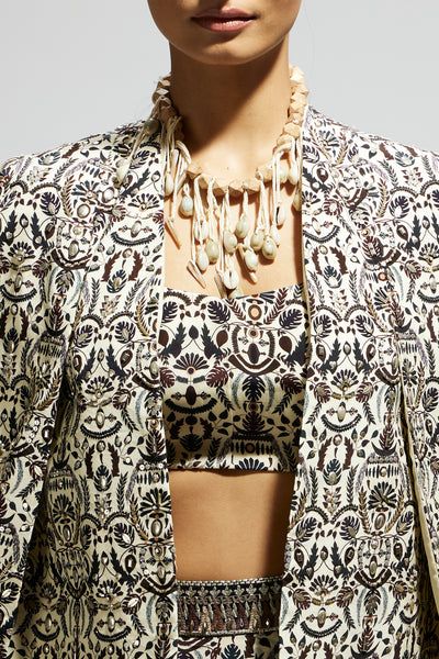 SVA White Embellished Jaal Cape Jacket Set indian designer wear online shopping melange singapore