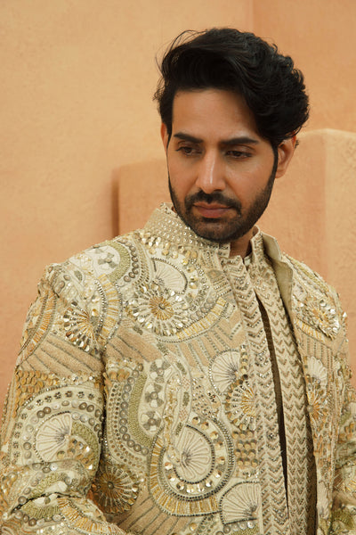 SVA Yasir Heavily Embellished Sherwani With Pants indian designer wear online shopping melange singapore