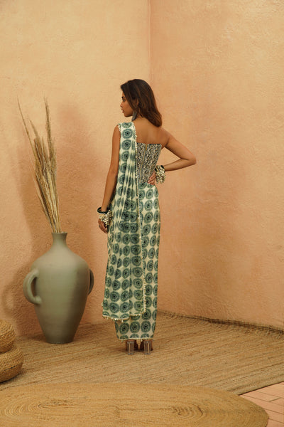 SVA Yasmine Corset And Drape Saree indian designer wear online shopping melange singapore