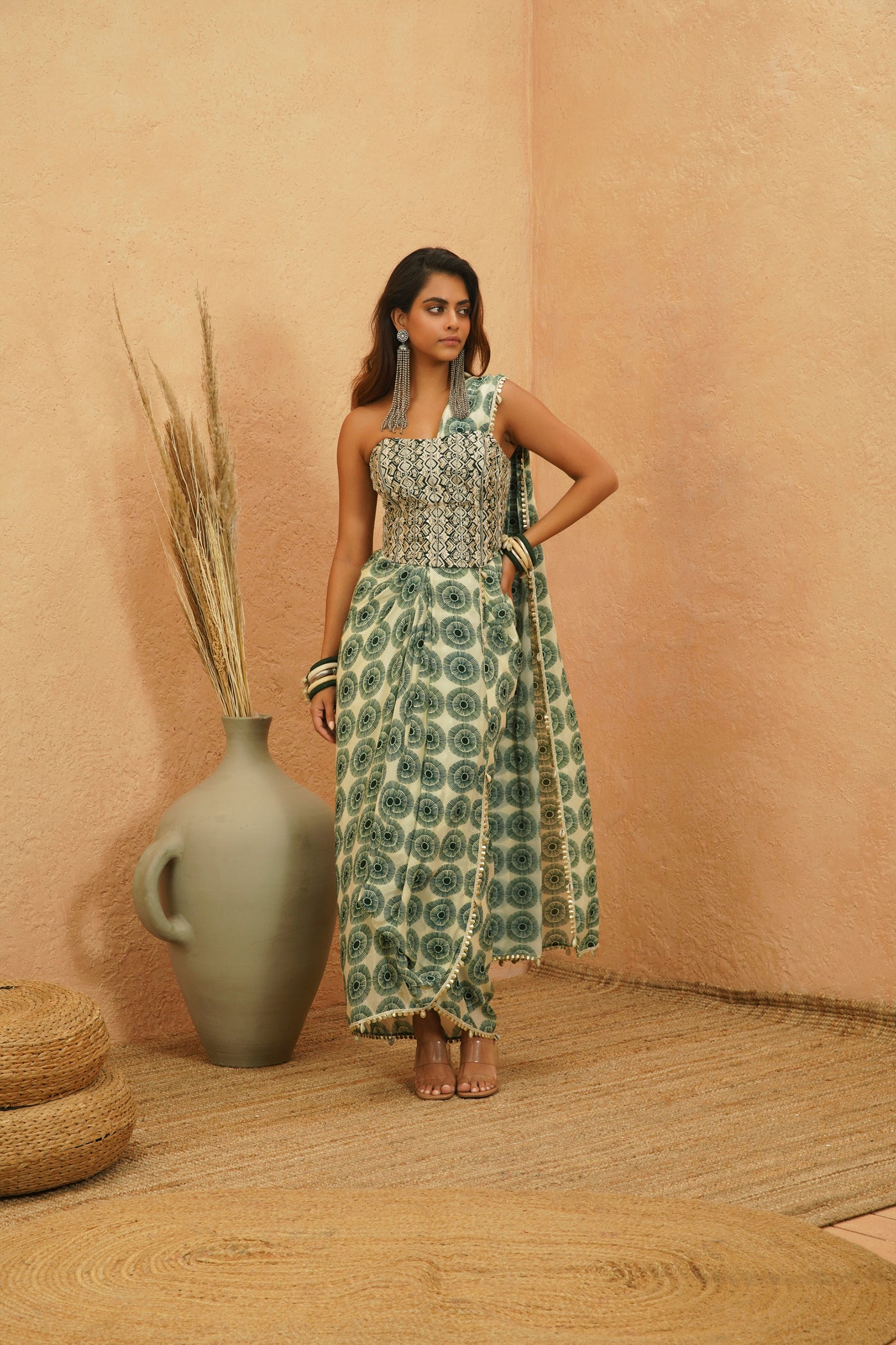 SVA Yasmine Corset And Drape Saree indian designer wear online shopping melange singapore