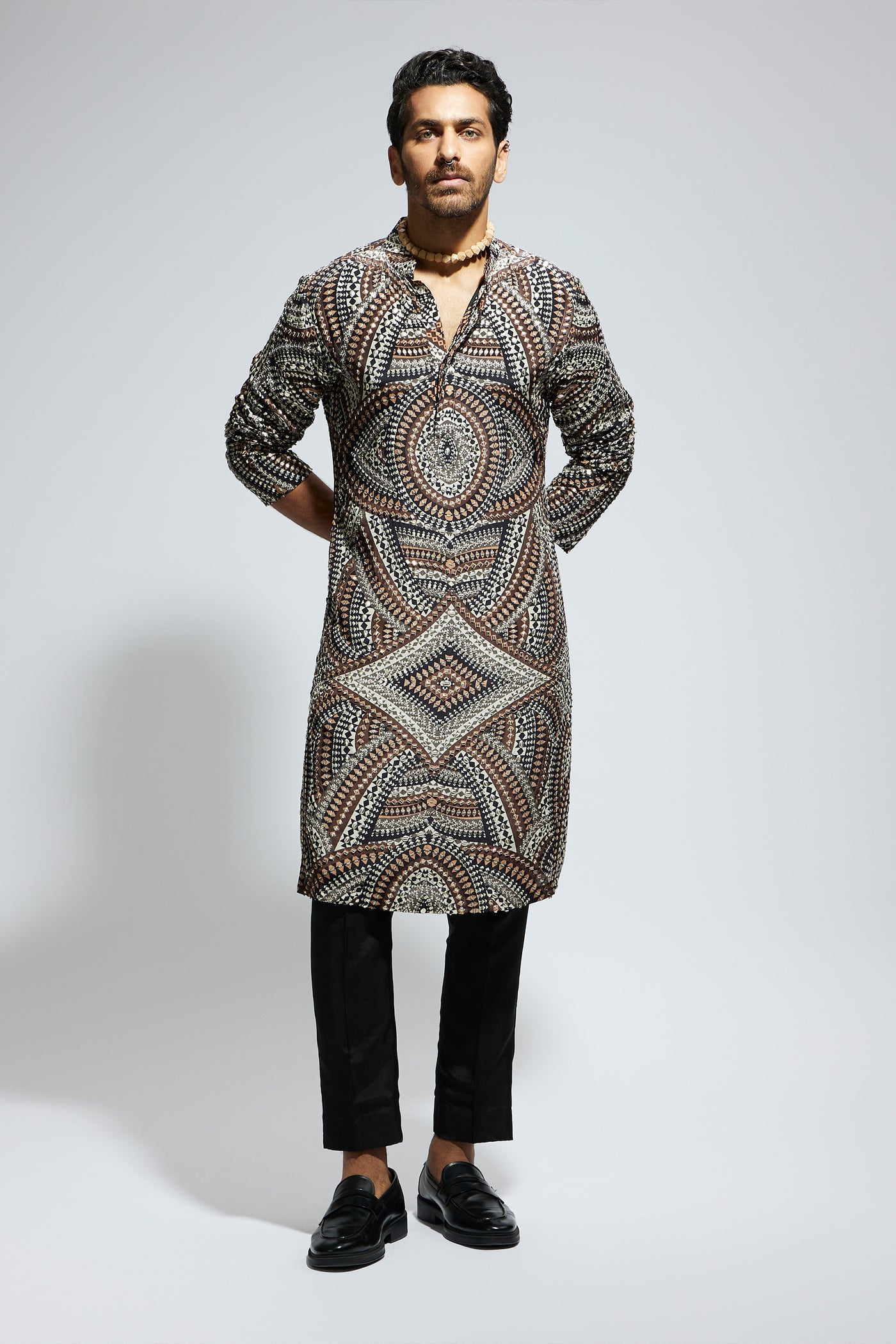 SVA Zentangle Heavily Highlighted Long Kurta With Pants indian designer wear online shopping melange singapore