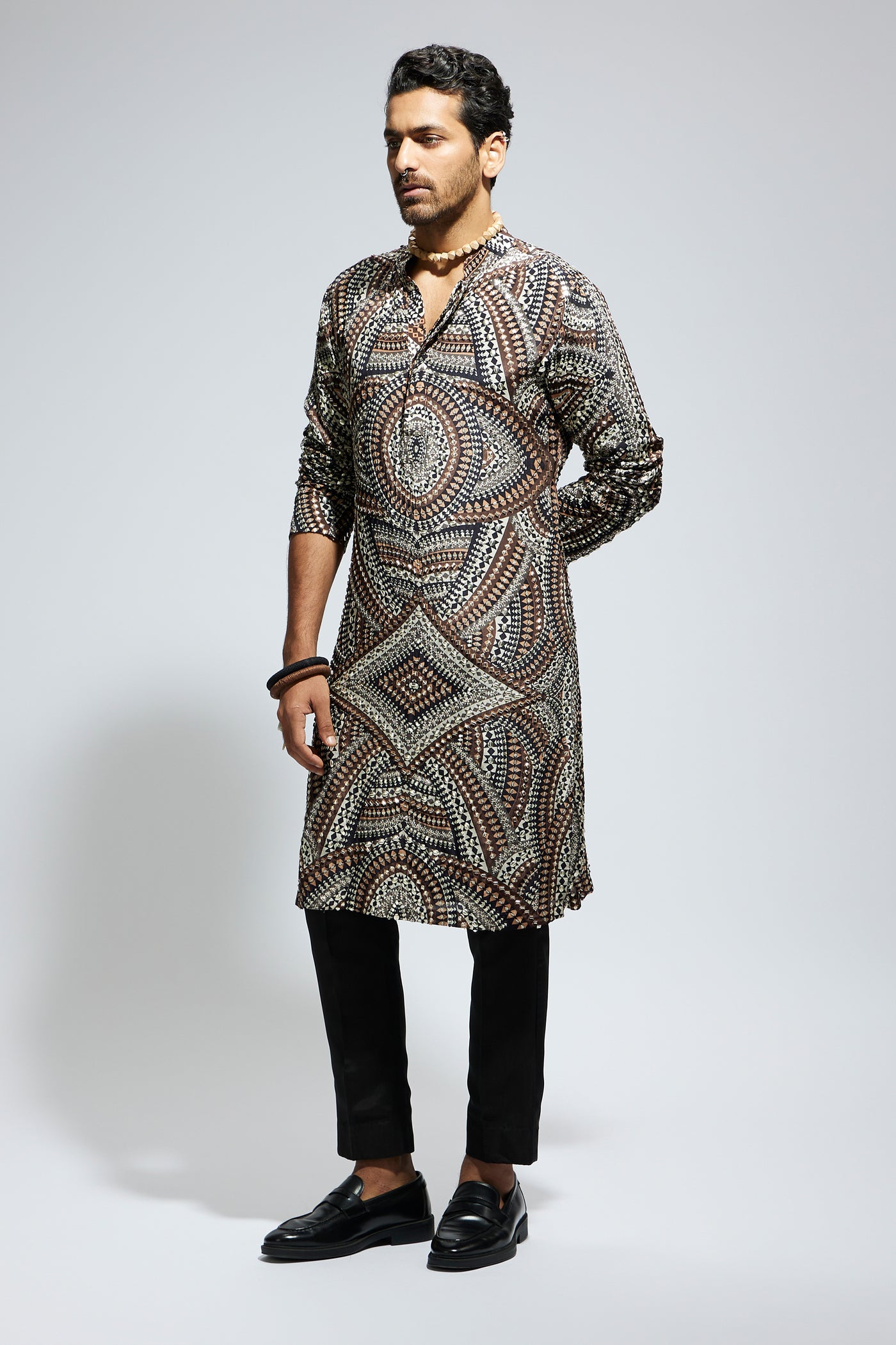 SVA Zentangle Heavily Highlighted Long Kurta With Pants indian designer wear online shopping melange singapore