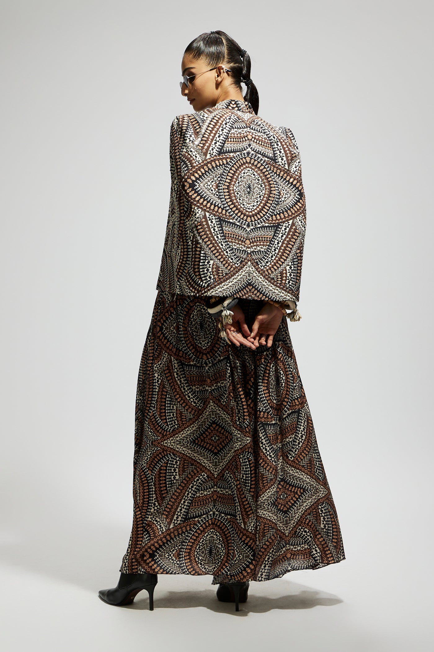 SVA Zentangle Print Cape Jacket Set indian designer wear online shopping melange singapore