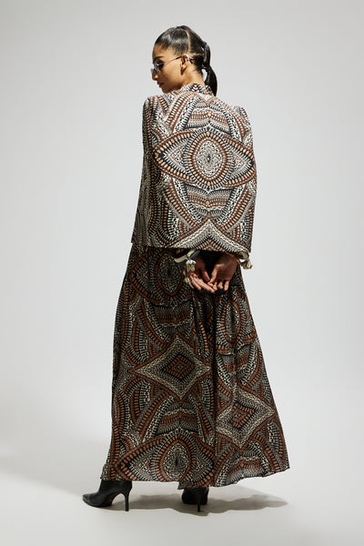 SVA Zentangle Print Cape Jacket Set indian designer wear online shopping melange singapore