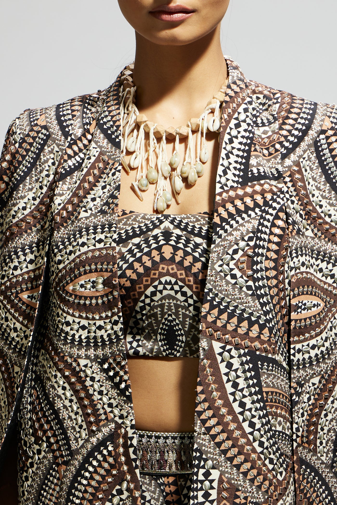 SVA Zentangle Print Cape Jacket Set indian designer wear online shopping melange singapore