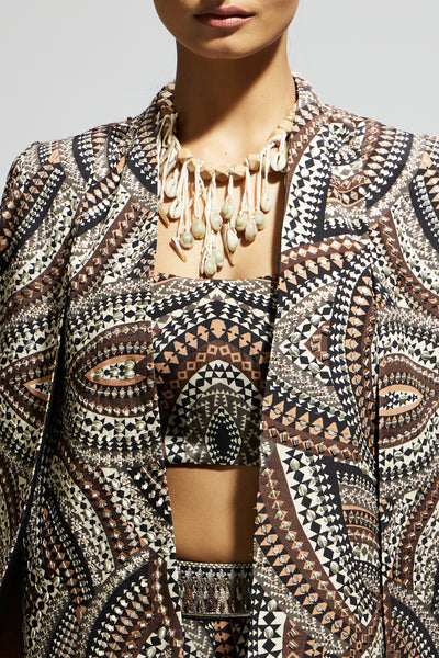 SVA Zentangle Print Cape Jacket Set indian designer wear online shopping melange singapore