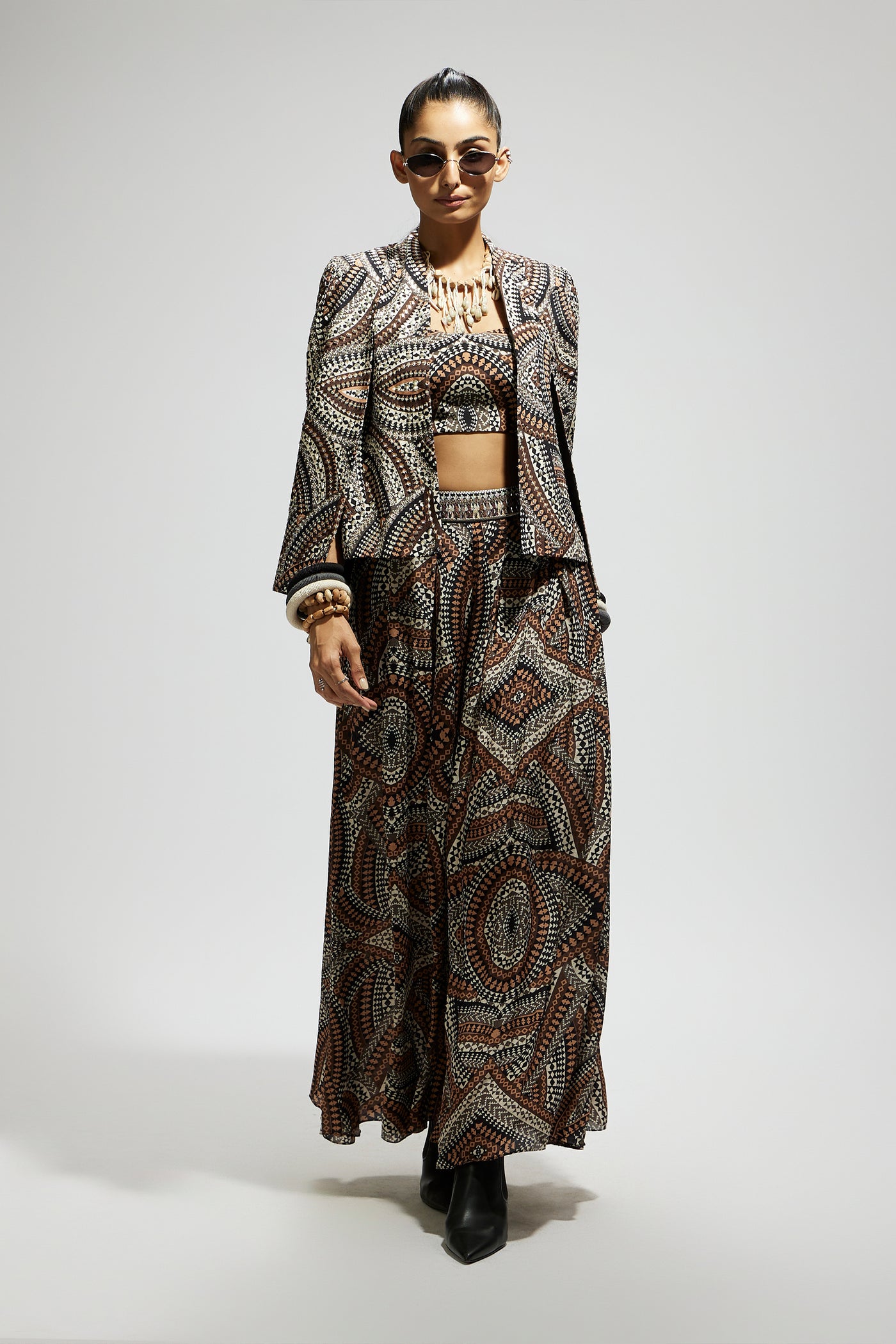 SVA Zentangle Print Cape Jacket Set indian designer wear online shopping melange singapore