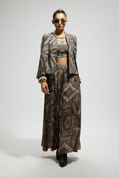SVA Zentangle Print Cape Jacket Set indian designer wear online shopping melange singapore