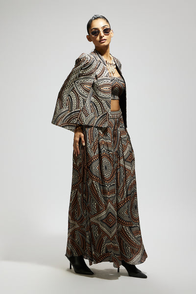 SVA Zentangle Print Cape Jacket Set indian designer wear online shopping melange singapore