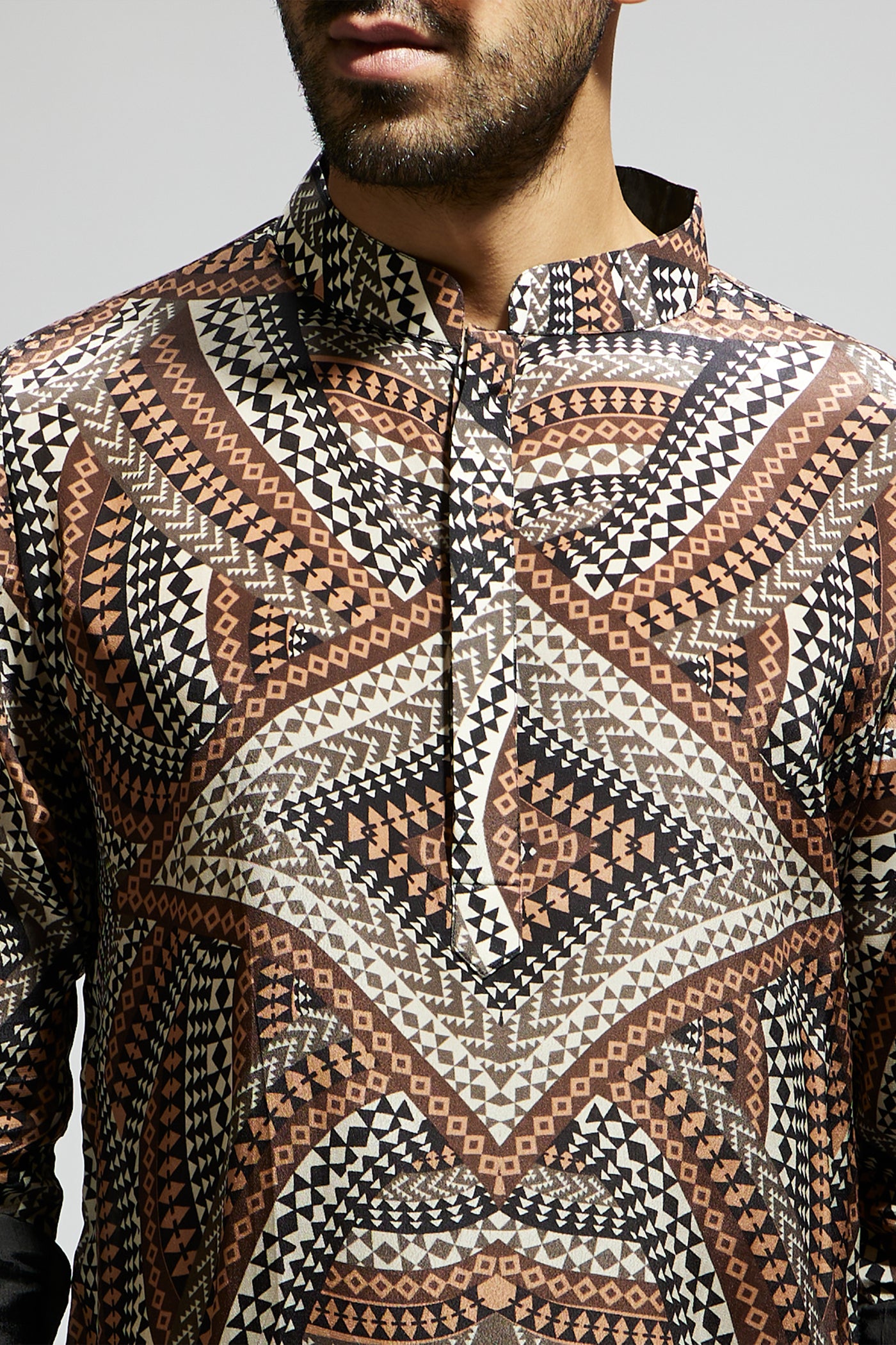 SVA Zentangle Print Rolled Up Sleeves Kurta indian designer wear online shopping melange singapore