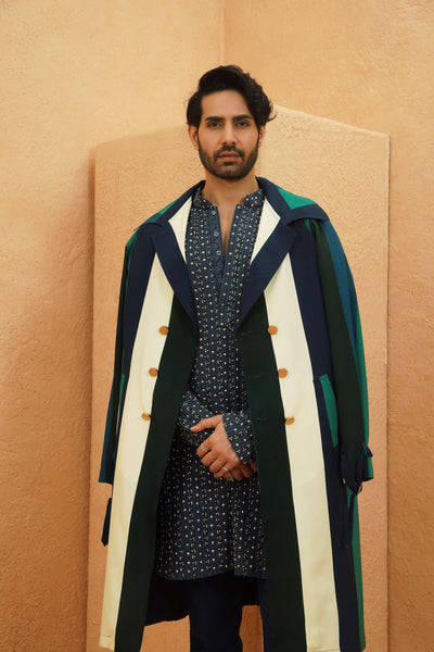 SVA Zia Stripe Trench Coat indian designer wear online shopping melange singapore