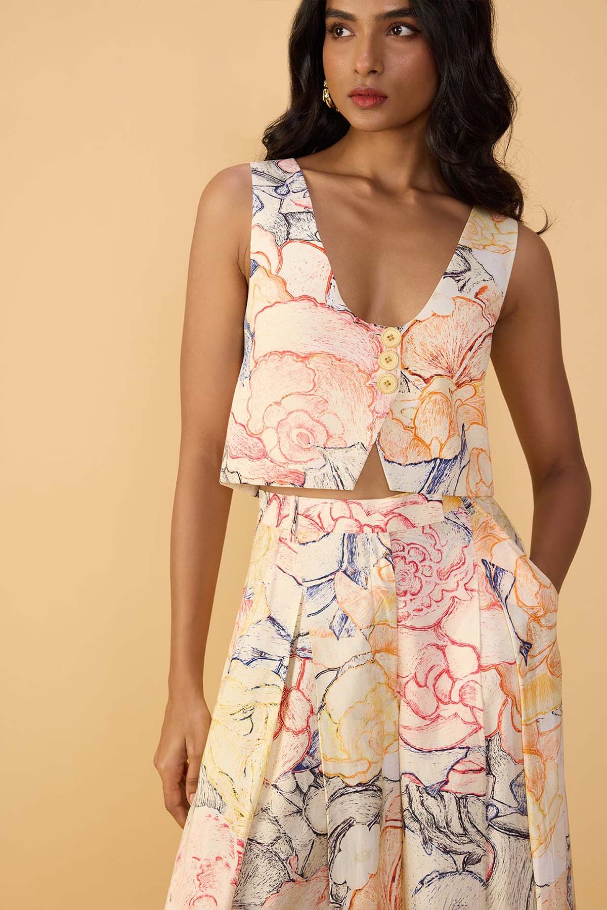 Saaksha & Kinni Delfie Waistcoat Multi indian designer wear online shopping melange singapore