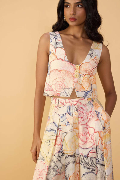 Saaksha & Kinni Delfie Waistcoat Multi indian designer wear online shopping melange singapore