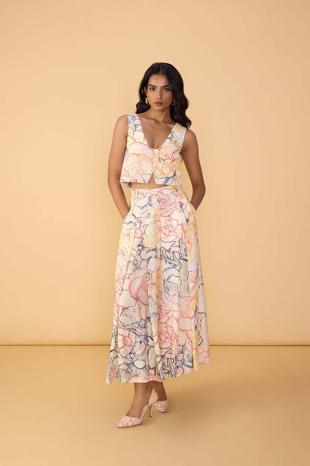 Saaksha & Kinni Delfie Waistcoat Multi indian designer wear online shopping melange singapore