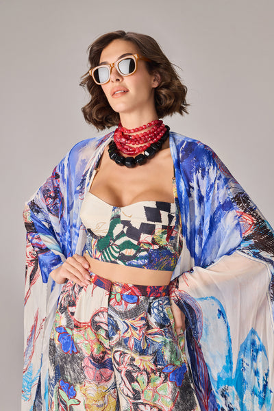 Saaksha & Kinni Dolly Cape Multi indian designer wear online shopping melange singapore