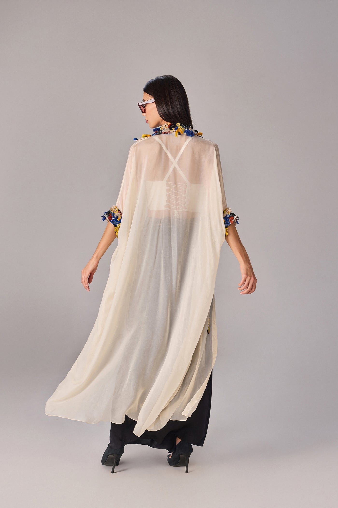 Saaksha & Kinni Emilia Shirt Cape Ivory indian designer wear online shopping melange singapore