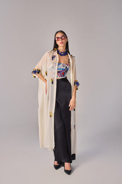 Saaksha & Kinni Emilia Shirt Cape Ivory indian designer wear online shopping melange singapore