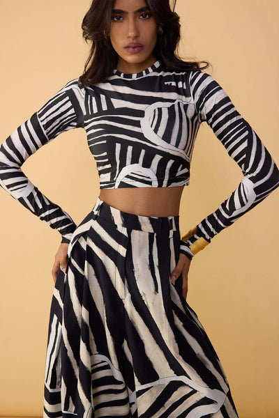 Saaksha & Kinni Gigi Blouse Black White indian designer wear online shopping melange singapore 
