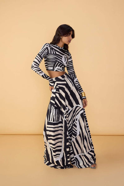 Saaksha & Kinni Gigi Blouse Black White indian designer wear online shopping melange singapore 