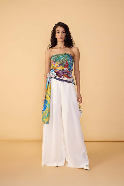 Saaksha & Kinni Saylor Palazzo White indian designer wear online shopping melange singapore