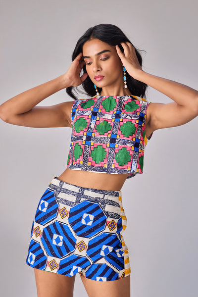 Saaksha & Kinni Sia Skort Multi indian designer wear online shopping melange singapore