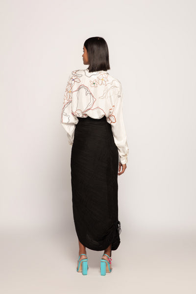 Saaksha & Kinni Hand Micro Pleat Skirt With Zipper Detailing Indian designer wear online shopping melange singapore