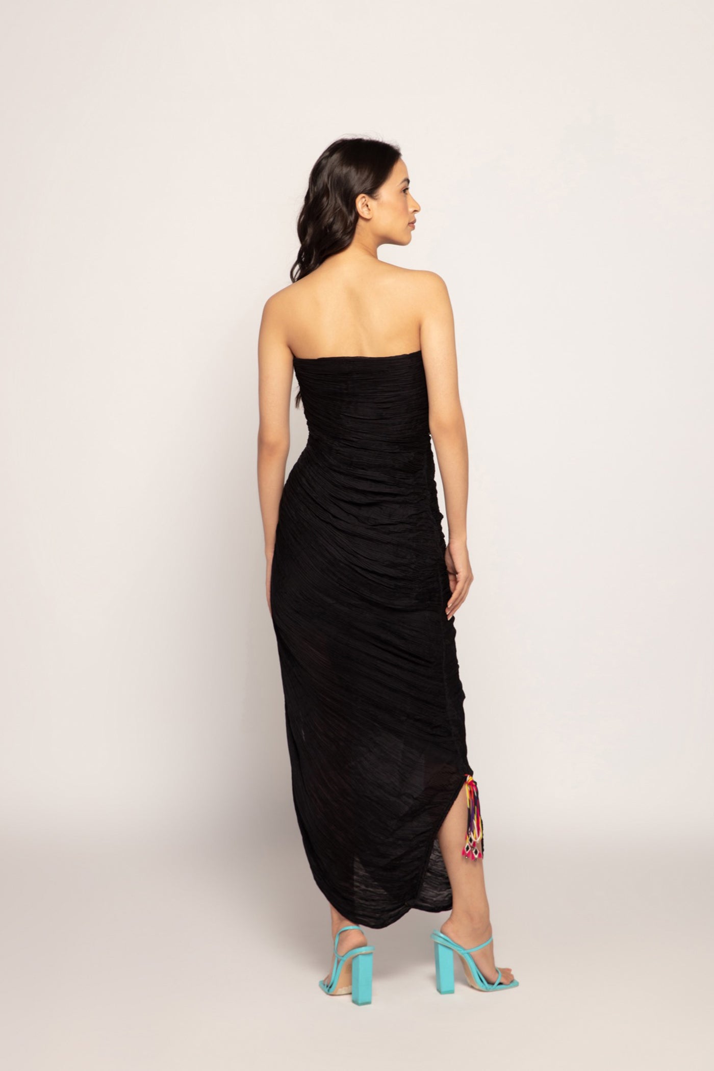 Saaksha & Kinni Hand Micro Pleated Corset Style Sari Dress With Adjustable Length indian designer wear online shopping melange singapore