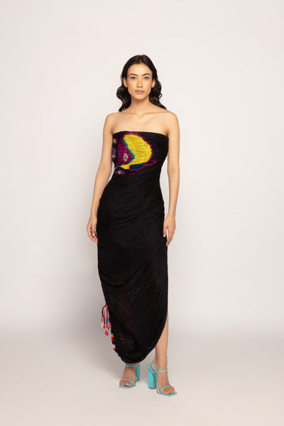 Saaksha & Kinni Hand Micro Pleated Corset Style Sari Dress With Adjustable Length indian designer wear online shopping melange singapore