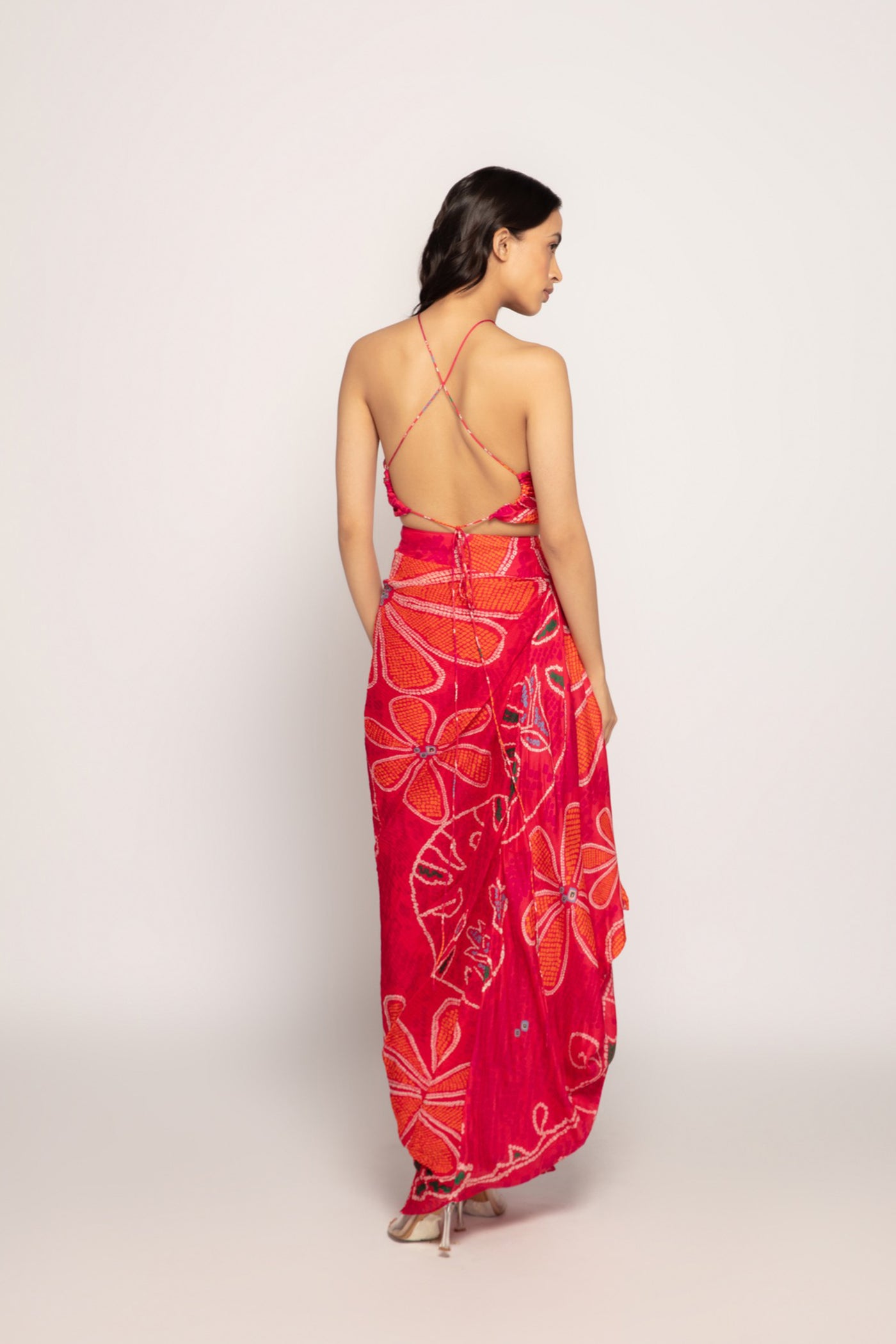 Saaksha & Kinni Marigold Bandhani Print Halter Style Bralette indian designer wear online shopping melange singapore