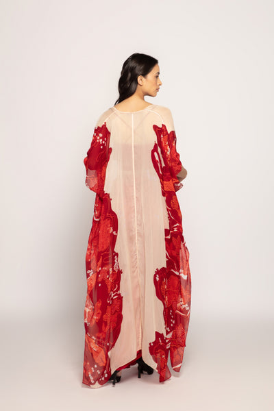 Saaksha & Kinni Bandhani Placement Print Maxi Batwing Cape indian designer wear online shopping melange singapore