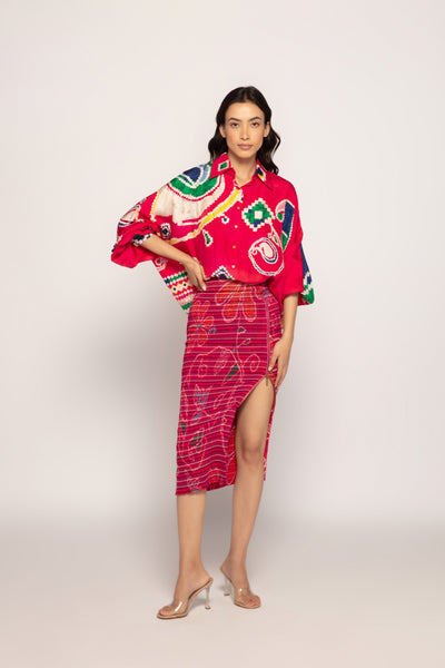 Saaksha & Kinni Paisley Print Batwing Shirt indian designer wear online shopping melange singapore
