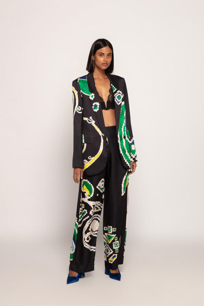 Saaksha & Kinni Paisley Print High Rise Trousers With Elasticated Back indian designer wear online shopping melange singapore