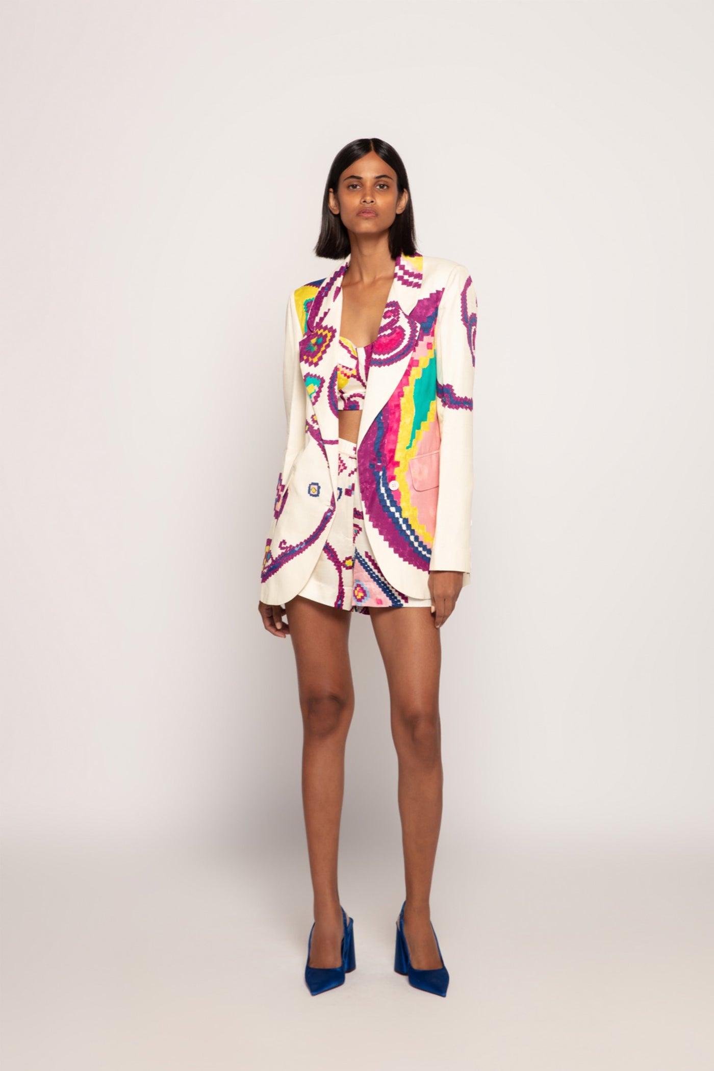 Saaksha & Kinni Paisley Print Blazer indian designer wear online shopping melange singapore