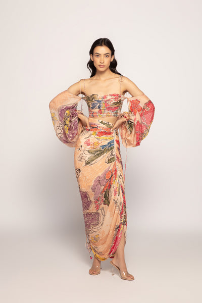 Saaksha & Kinni Hand Micro Pleated Corset Style Blouse indian designer wear online shopping melange singapore