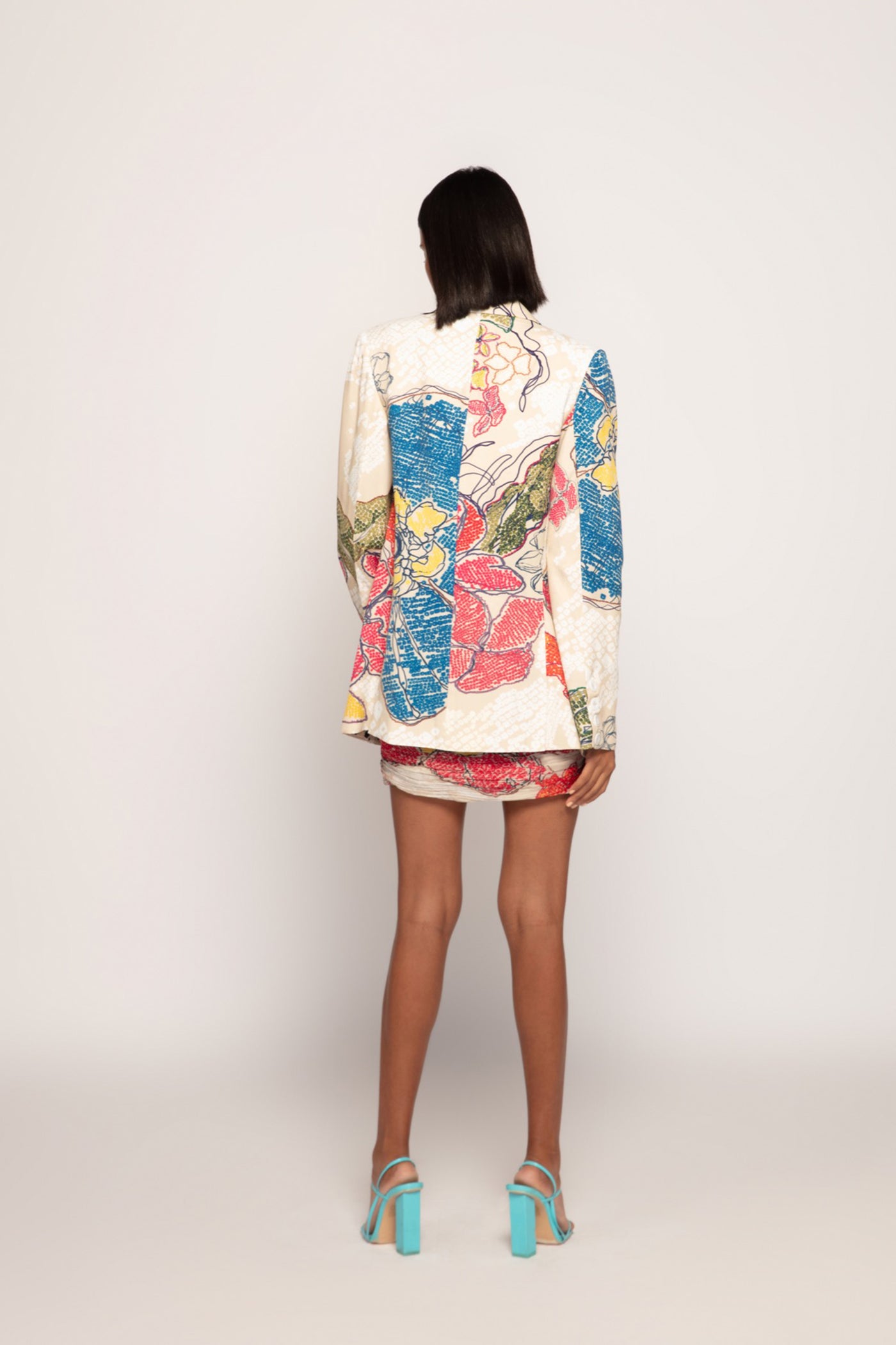 Saaksha & Kinni Periwinkle Bandhani Print Blazer indian designer wear online shopping melange singapore